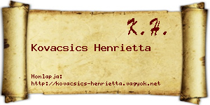 Kovacsics Henrietta névjegykártya